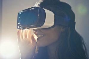Person using virtual reality glasses